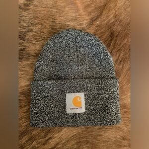 Carhartt beanie hat, unisex, white grey black melange, made in Taiwan